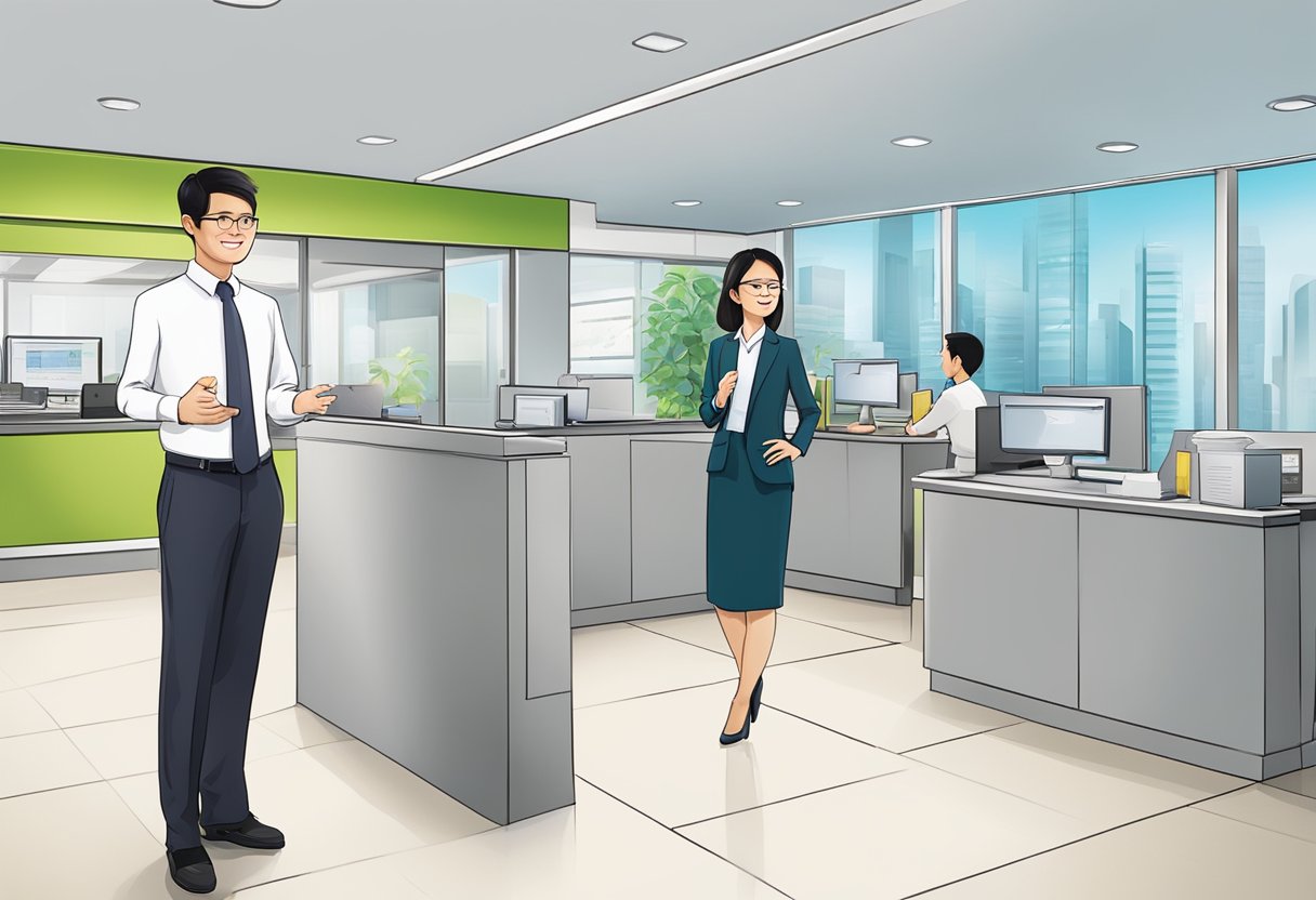 A customer service representative at ICBC bank in Singapore answering frequently asked questions for clients