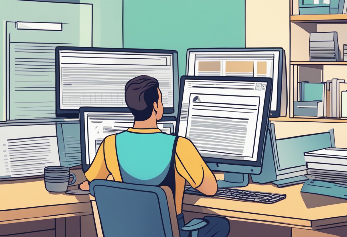 A customer browsing through a list of frequently asked questions on a computer screen
