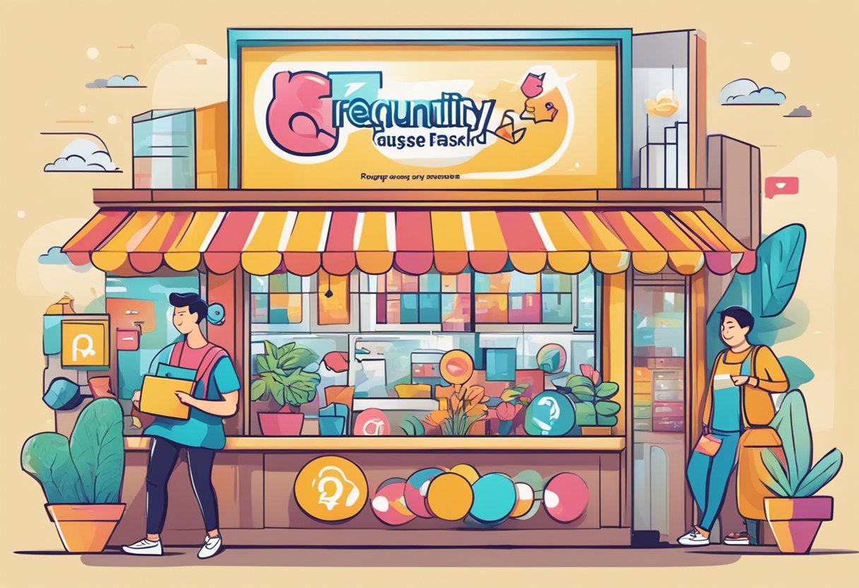 A colorful sign with "Frequently Asked Questions" and the Pupsik Singapore logo, surrounded by happy customer testimonials