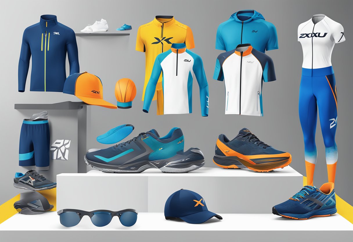 A display of 2XU Singapore's product range and innovative designs, showcasing various sports apparel and accessories