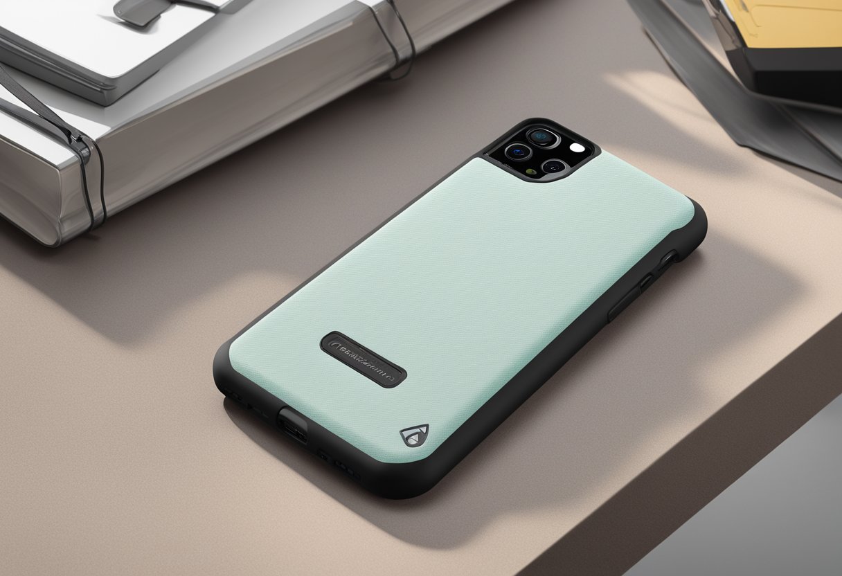 A rugged, protective phone case with the Rhinoshield logo, displayed against a sleek, modern backdrop in Singapore