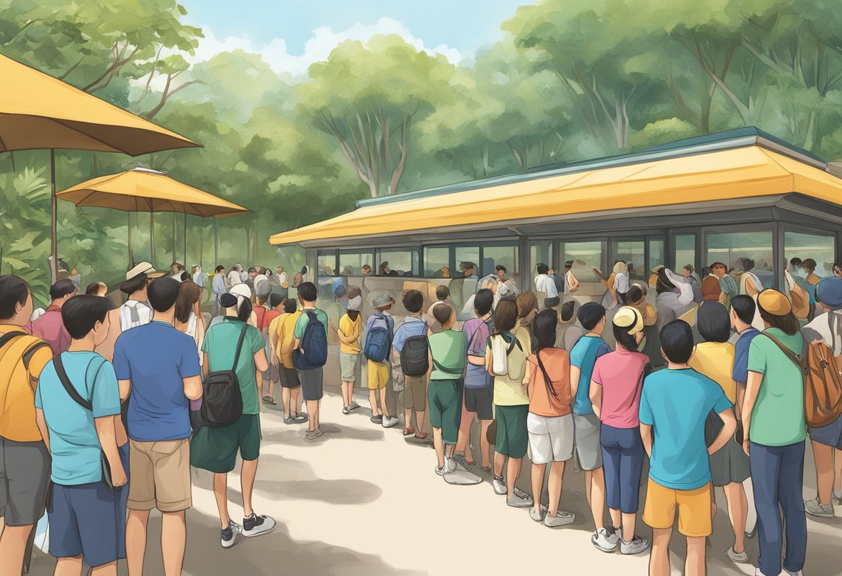 Visitors queue at Singapore Zoo's coach bay for FAQs
