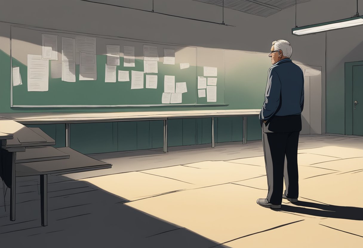 Gibbs walks through an empty bullpen, his gaze fixed on the evidence board. The dim light casts long shadows as he contemplates the case