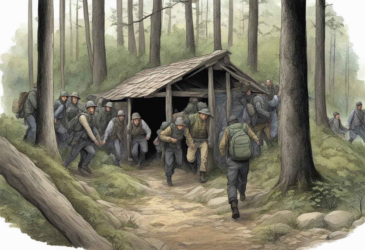 Morgan's shelter is overrun by walkers, forcing him to flee into the woods