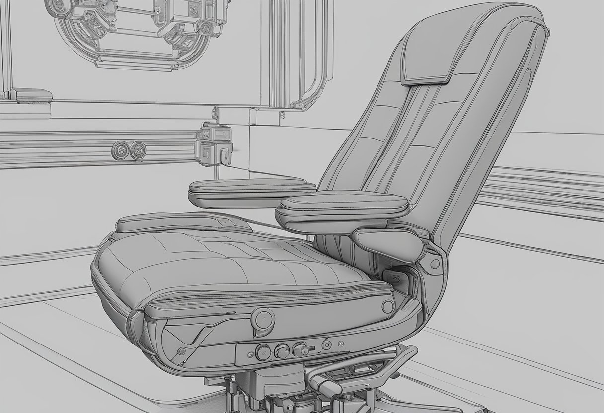 The hand reaches for the lever under the seat, adjusting the height of the gaming chair