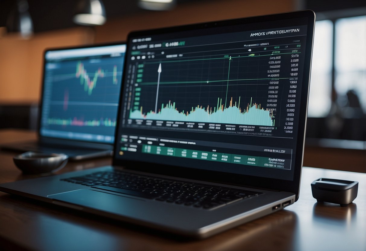 A computer screen displaying cryptocurrency charts and financial analysis tools