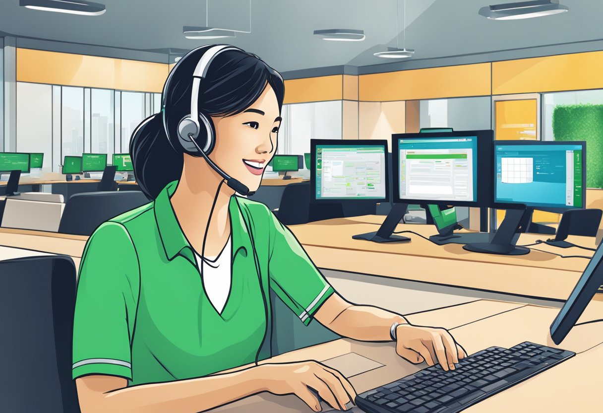A customer service representative at StarHub Singapore answering queries from customers