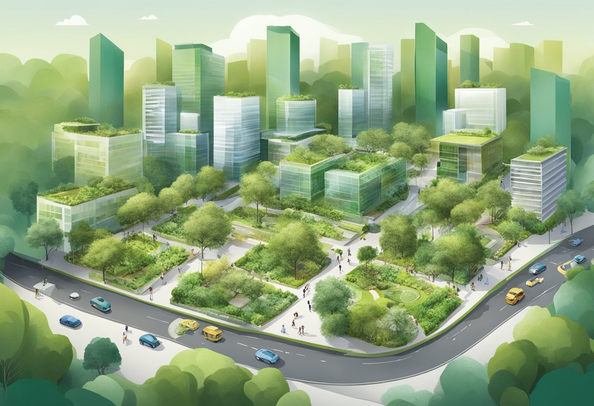 The Singapore Green Plan is being implemented with community engagement. A diverse group of people is working together to create a sustainable and eco-friendly environment