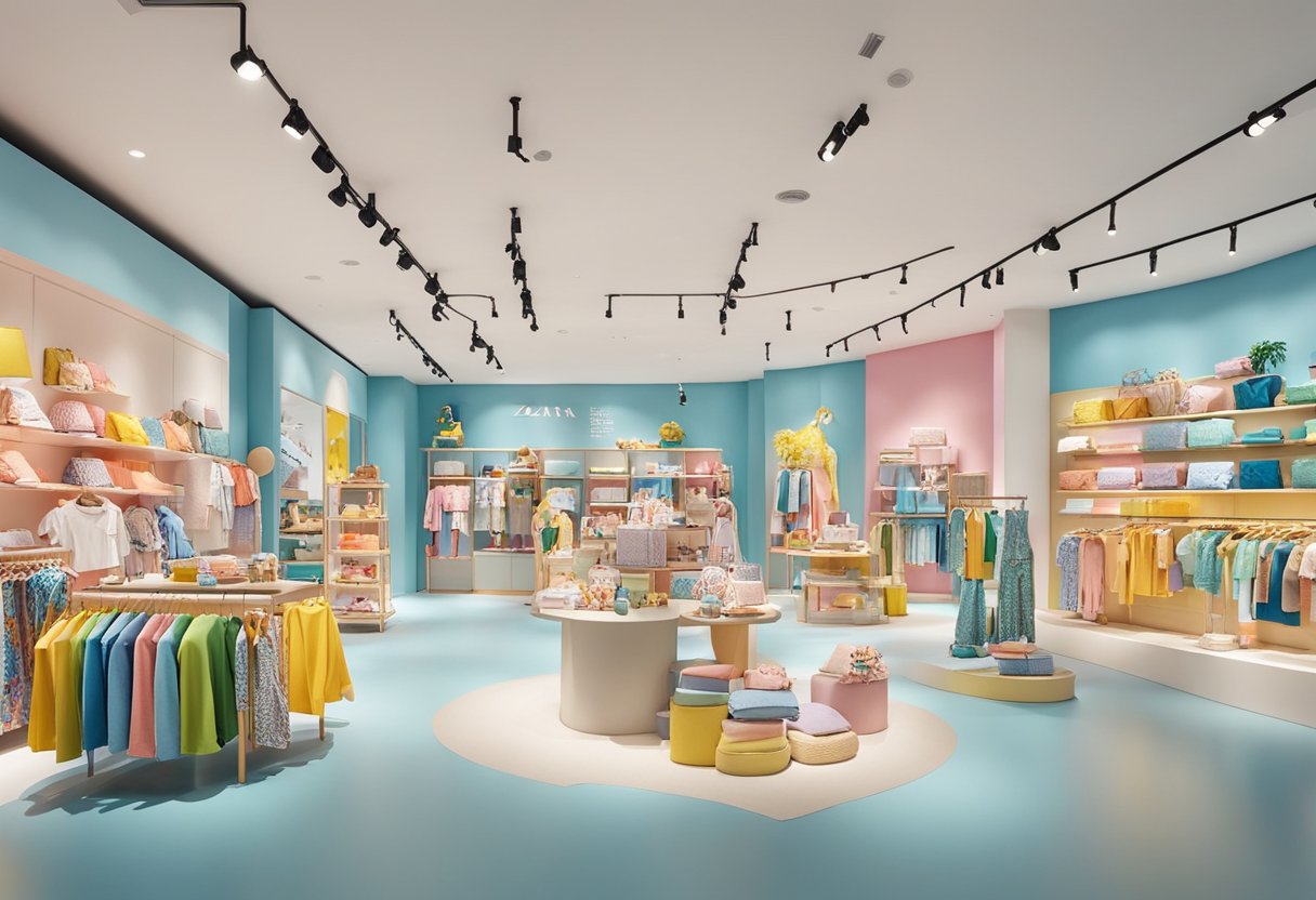 Children browsing colorful clothes at Zara Kids, Marina Bay Sands. Bright displays and playful designs fill the store