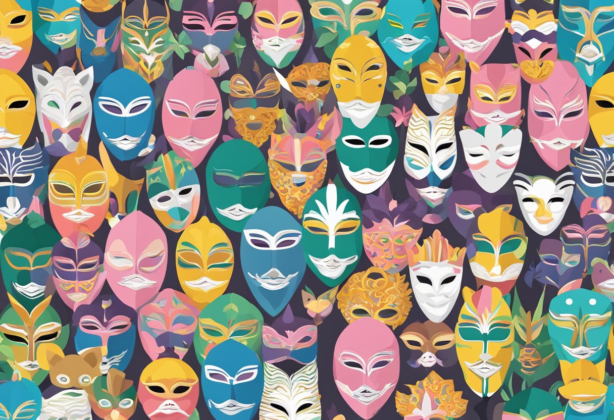 A colorful array of free masks on display in Singapore, with various designs and patterns