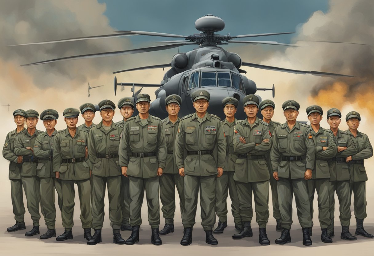 The Chief Defence Force of Singapore stands tall and proud, surrounded by military personnel and equipment, exuding strength and authority