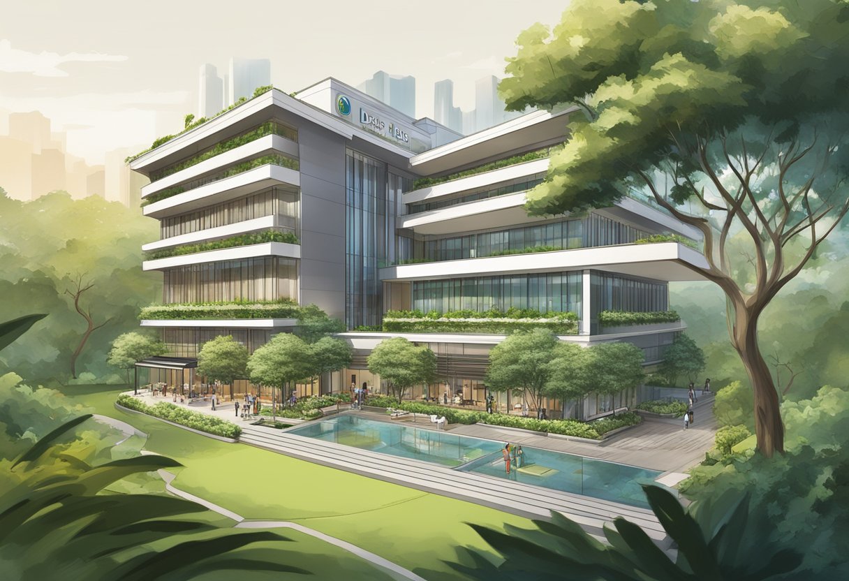 The Days Hotel Singapore at Zhongshan Park features a modern building surrounded by lush greenery and a serene park setting