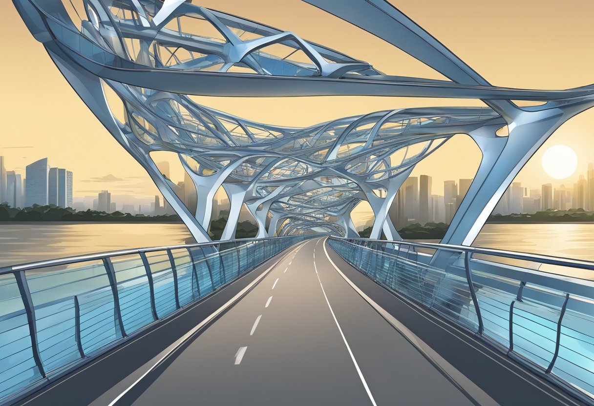 The Helix Bridge in Singapore symbolizes the intertwining of cultures and societies, with its unique design and lighting representing unity and connection