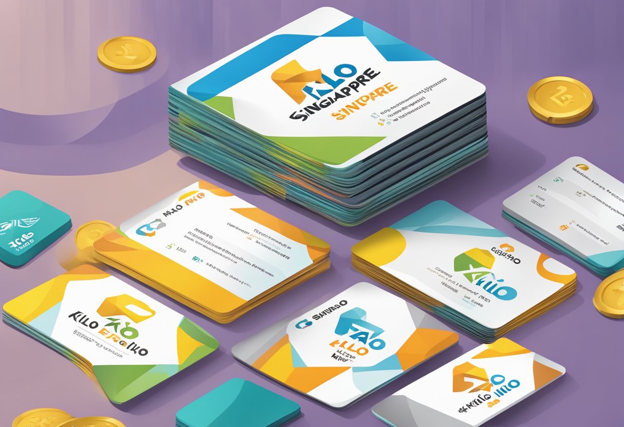 A stack of FAQ cards with "kilo singapore" logo, surrounded by customers and staff