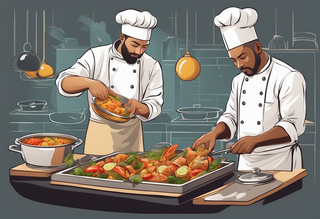 A chef carefully selects and cleans fish heads, then simmers them in a fragrant curry sauce with potatoes and tomatoes