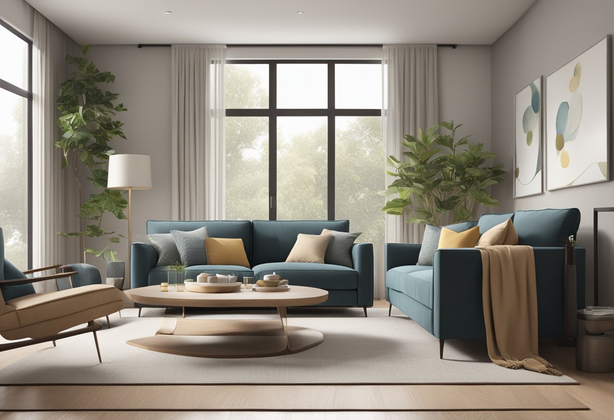 A recliner sofa in a cozy living room, with soft cushions and a sleek design, set against a backdrop of modern decor and natural light