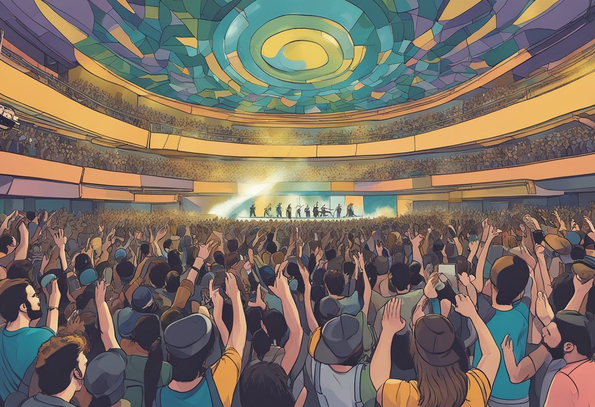 A crowded concert hall pulses with energy as the Italian rock band Måneskin performs their discography in Singapore