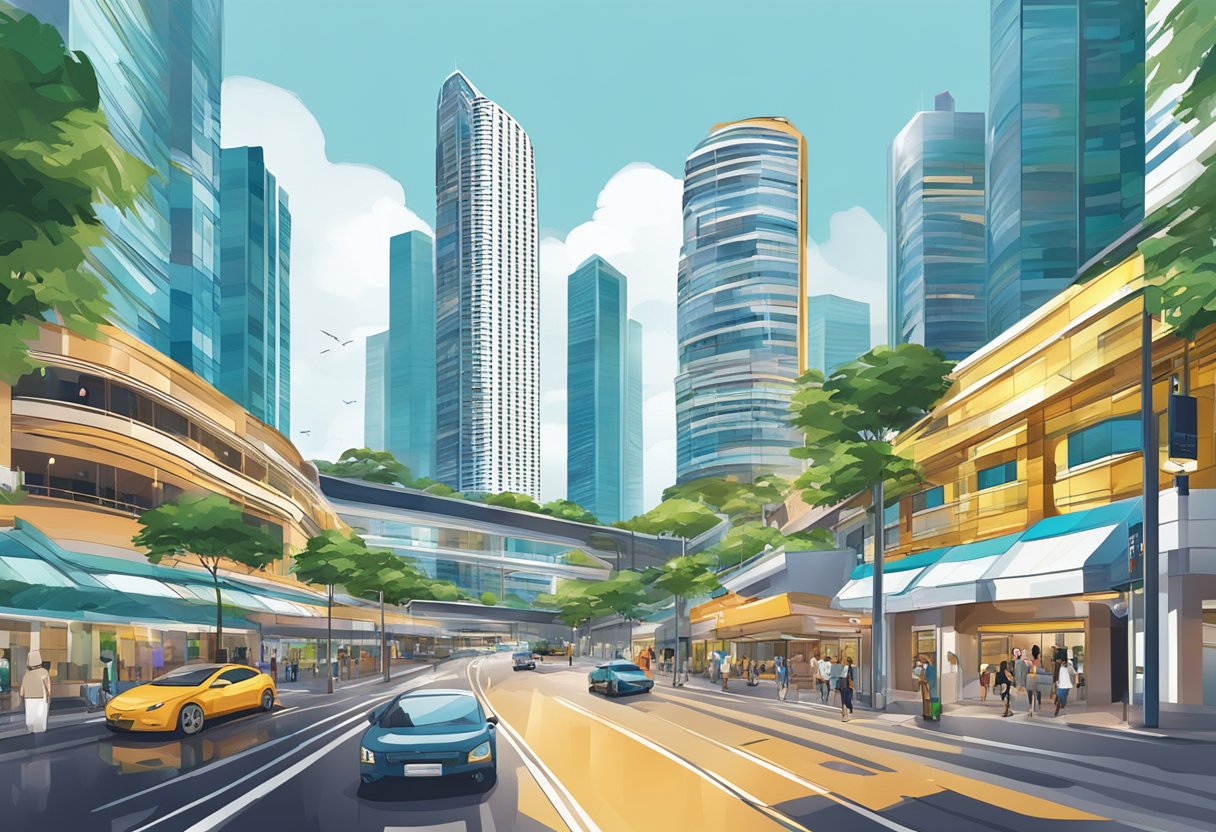 Vibrant cityscape of Esprit Singapore with modern architecture and bustling streets