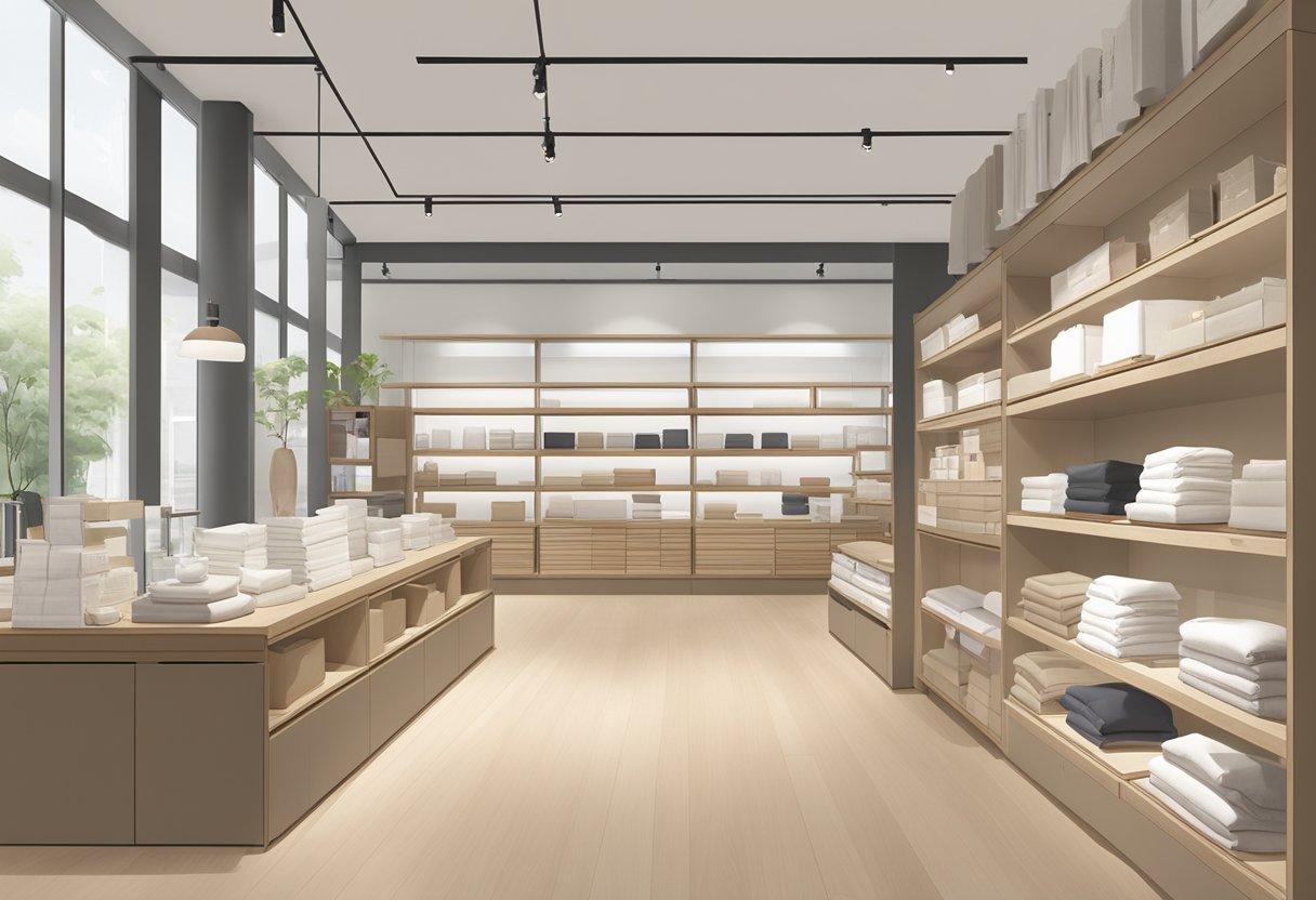 Muji Singapore outlets feature minimalist design, natural lighting, and organized displays of household goods and clothing