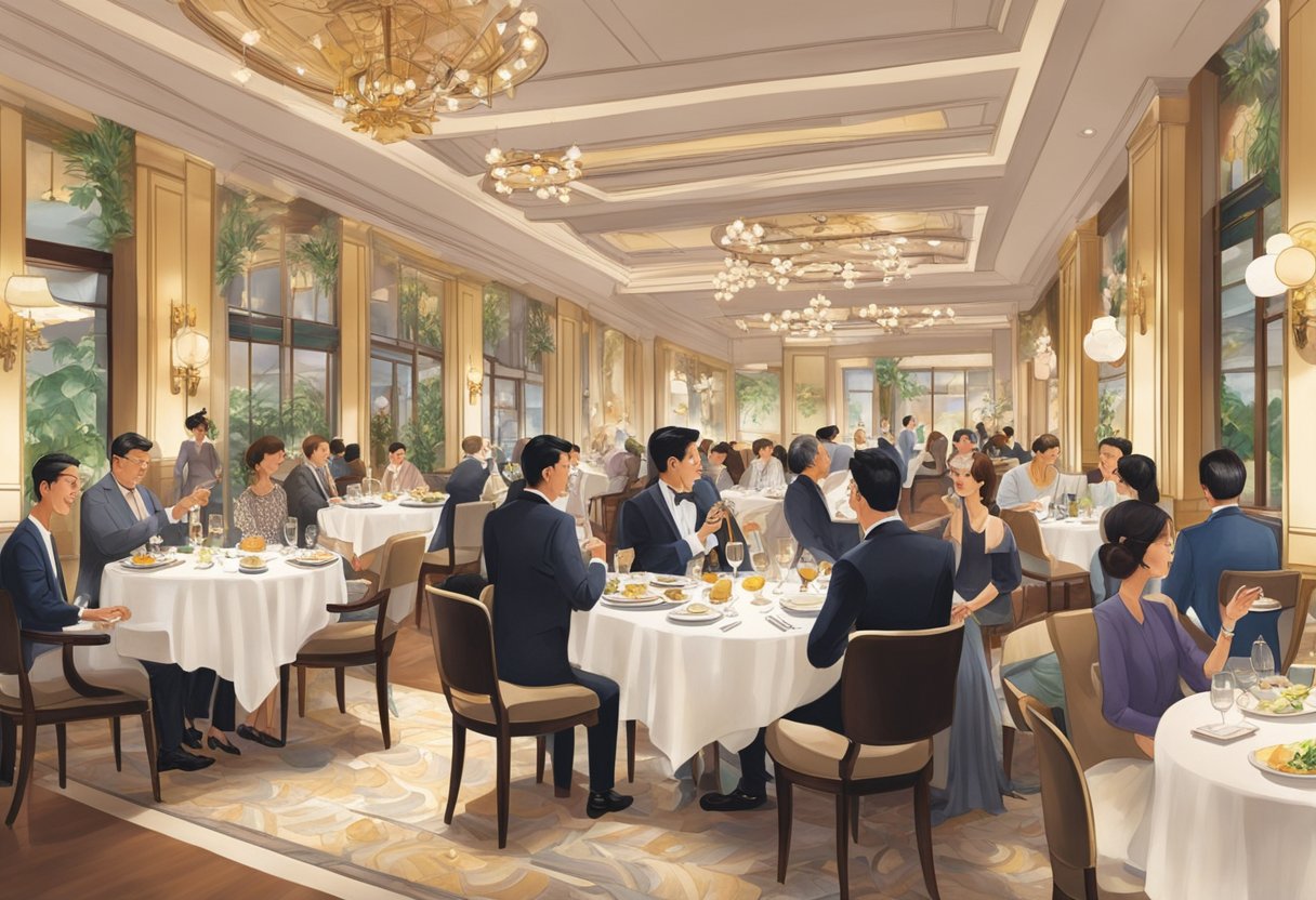 Guests dining at Lawry's Singapore, surrounded by elegant decor and enjoying delicious cuisine