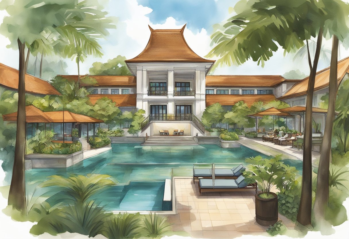 The luxurious Sofitel Singapore Sentosa Resort & Spa features elegant accommodation and top-notch amenities, surrounded by lush greenery and tranquil waters
