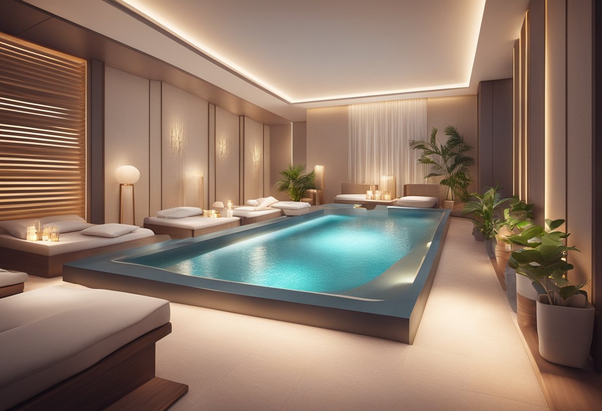 A serene spa room with a microneedling device, soft lighting, and calming decor in Singapore