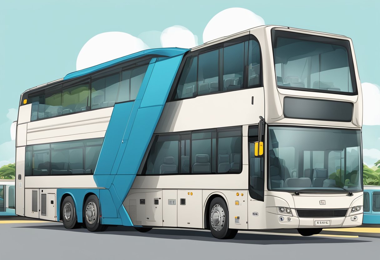 A luxury coach departs from Singapore to Genting, with passengers boarding and luggage being loaded onto the bus