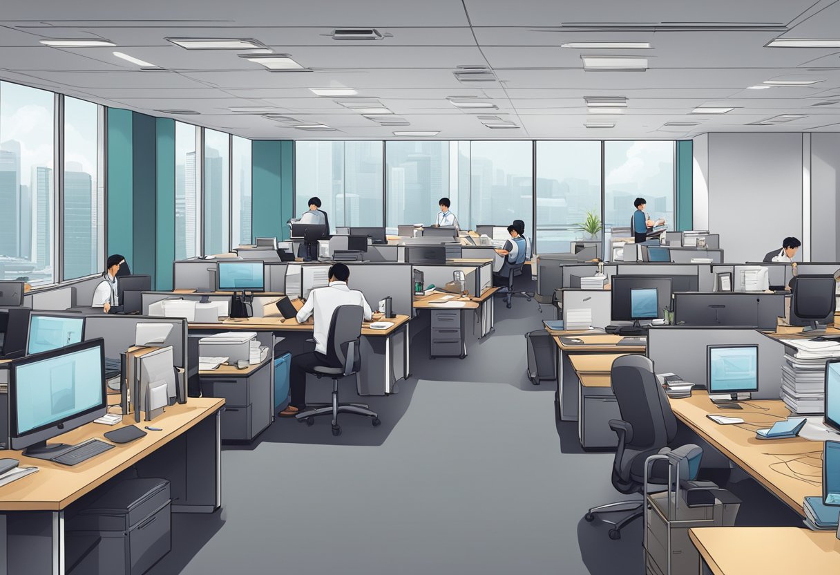 Workers in Singapore are being laid off en masse, causing a ripple effect on the workforce. Empty desks, somber faces, and a sense of uncertainty permeate the office environment