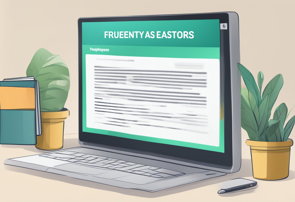 A computer screen displaying a webpage titled "Frequently Asked Questions Singapore Prison eLetter" with a list of questions and answers