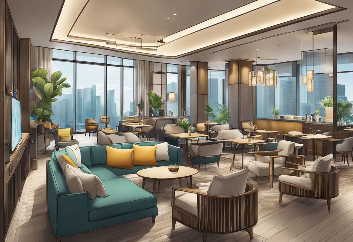 The scene at Oasia Hotel Downtown Singapore depicts luxurious amenities and services on Peck Seah Street