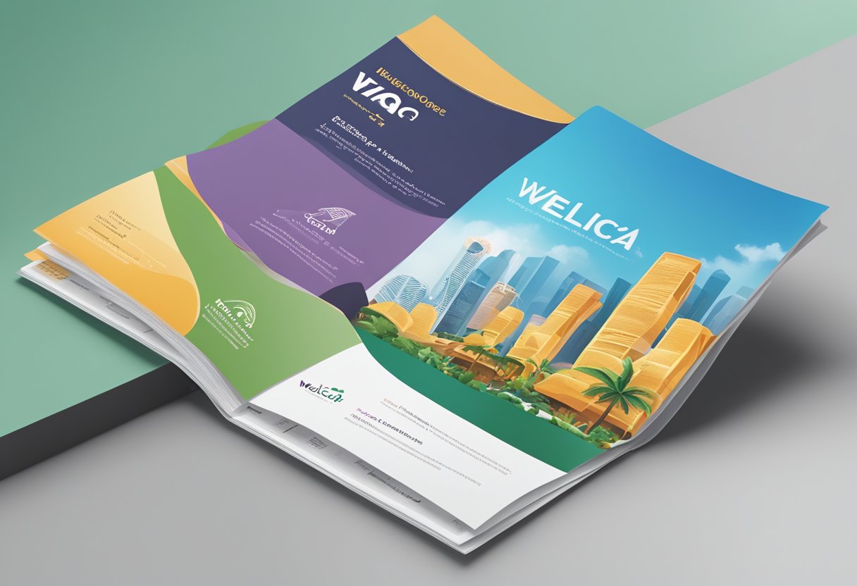 A stack of FAQ brochures with the "Welcia Singapore" logo, surrounded by a friendly and inviting atmosphere