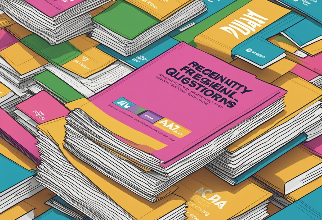 A stack of FAQ pamphlets with the title "Frequently Asked Questions MDAC Singapore" displayed prominently on the cover