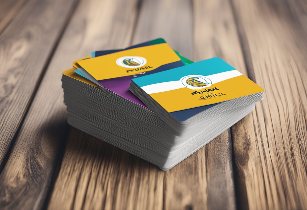 A stack of FAQ cards on a wooden table with the Punjab Grill logo in the background