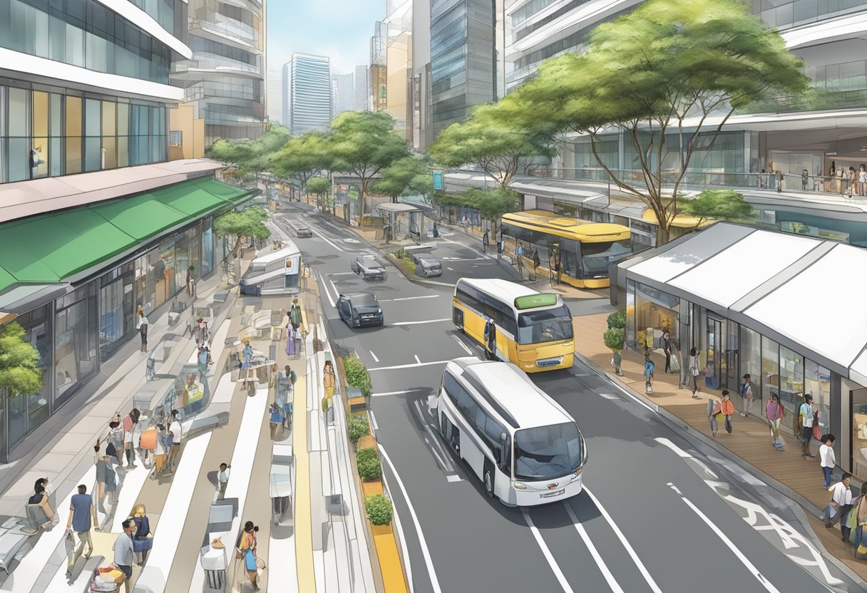 A bustling commercial area at Ubi Avenue 3, Vertex, Singapore, with easy accessibility for pedestrians and vehicles