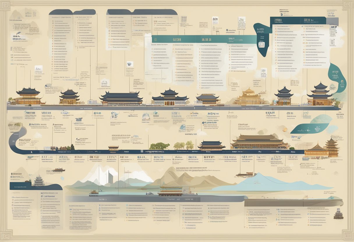 A timeline of Lianhe Zaobao's history, from its founding to modern-day, with key events and milestones depicted in chronological order