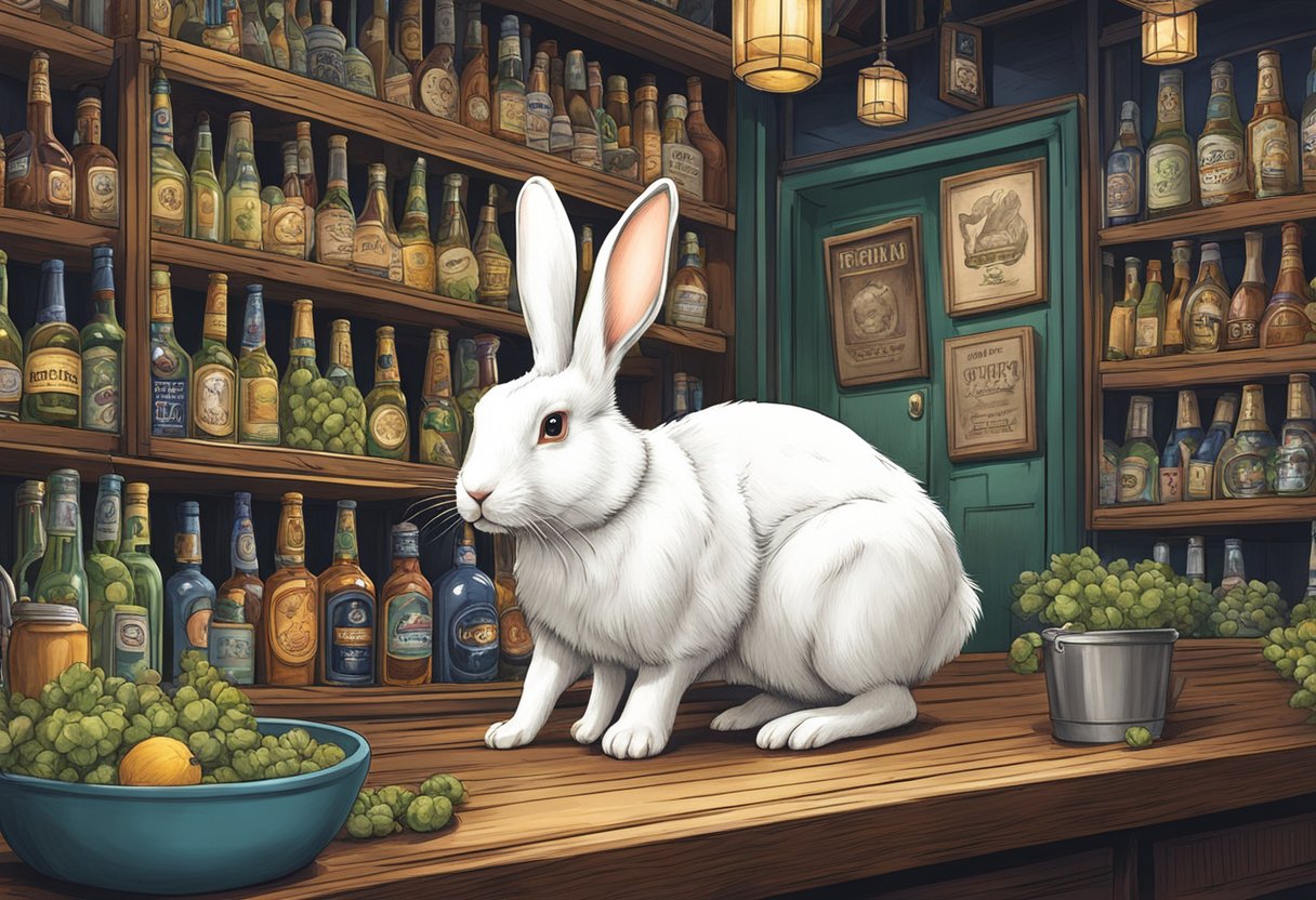 A white rabbit hops through The Rabbit Hole Bar in Singapore