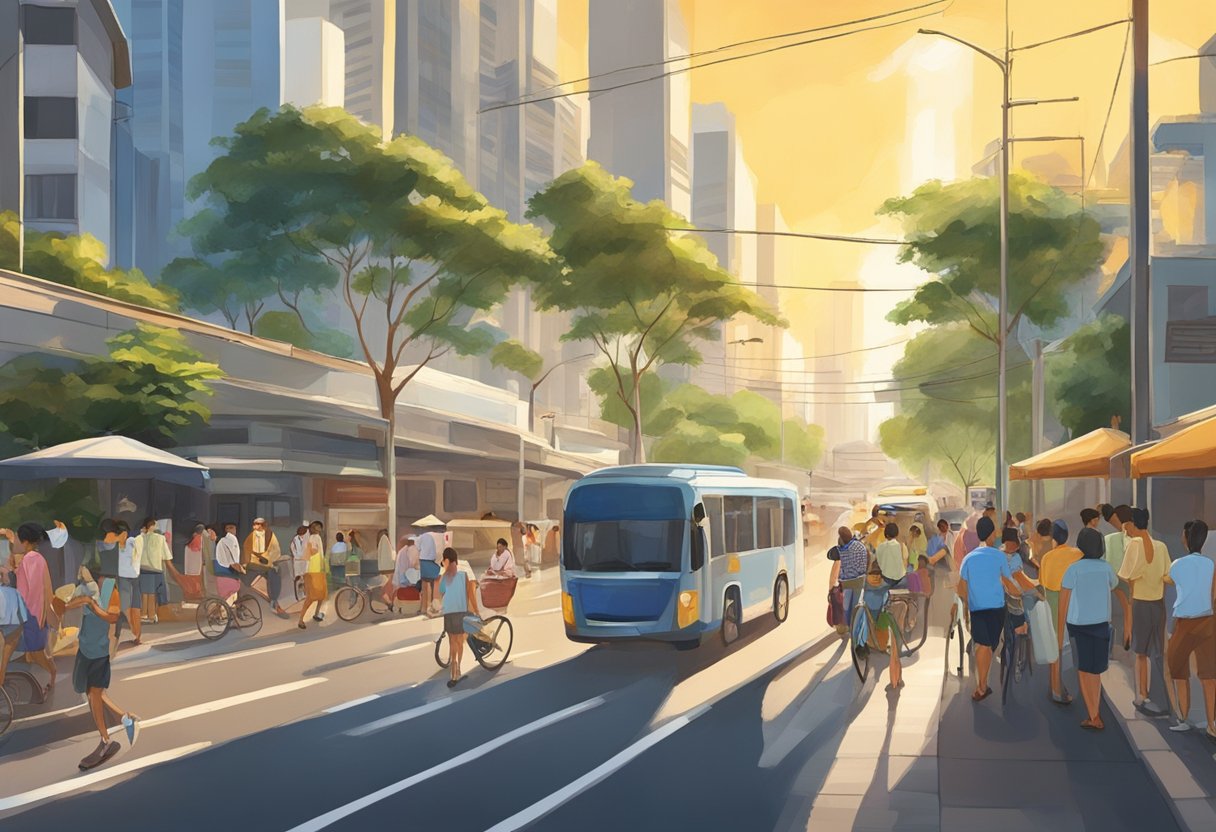 The sun beats down on the bustling streets of Singapore, as the temperature rises to a sweltering level. Heat shimmers off the pavement, and people seek refuge in the shade