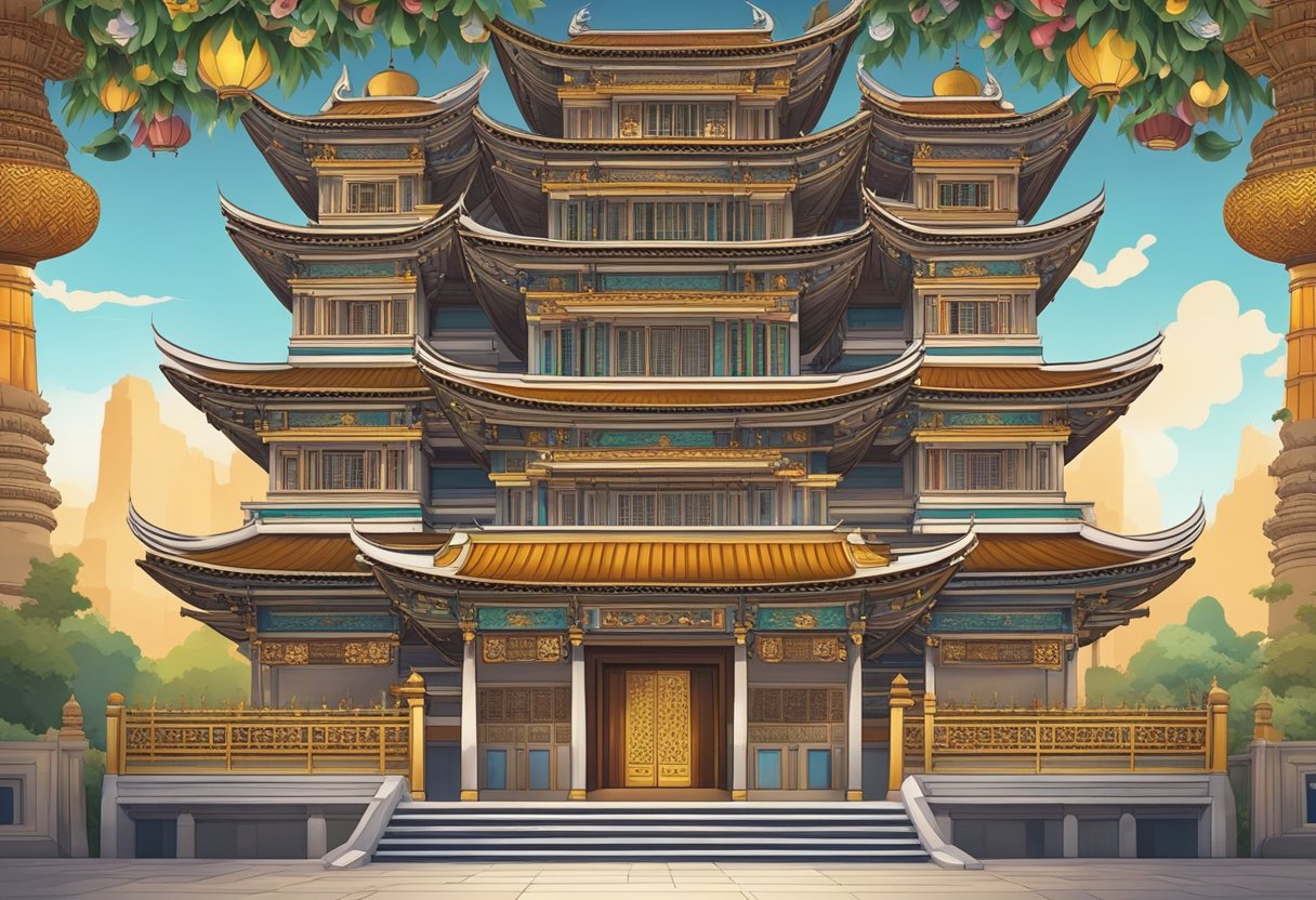 A buddhist temple in Singapore, adorned with intricate carvings and colorful decorations, stands as a symbol of historical and cultural significance