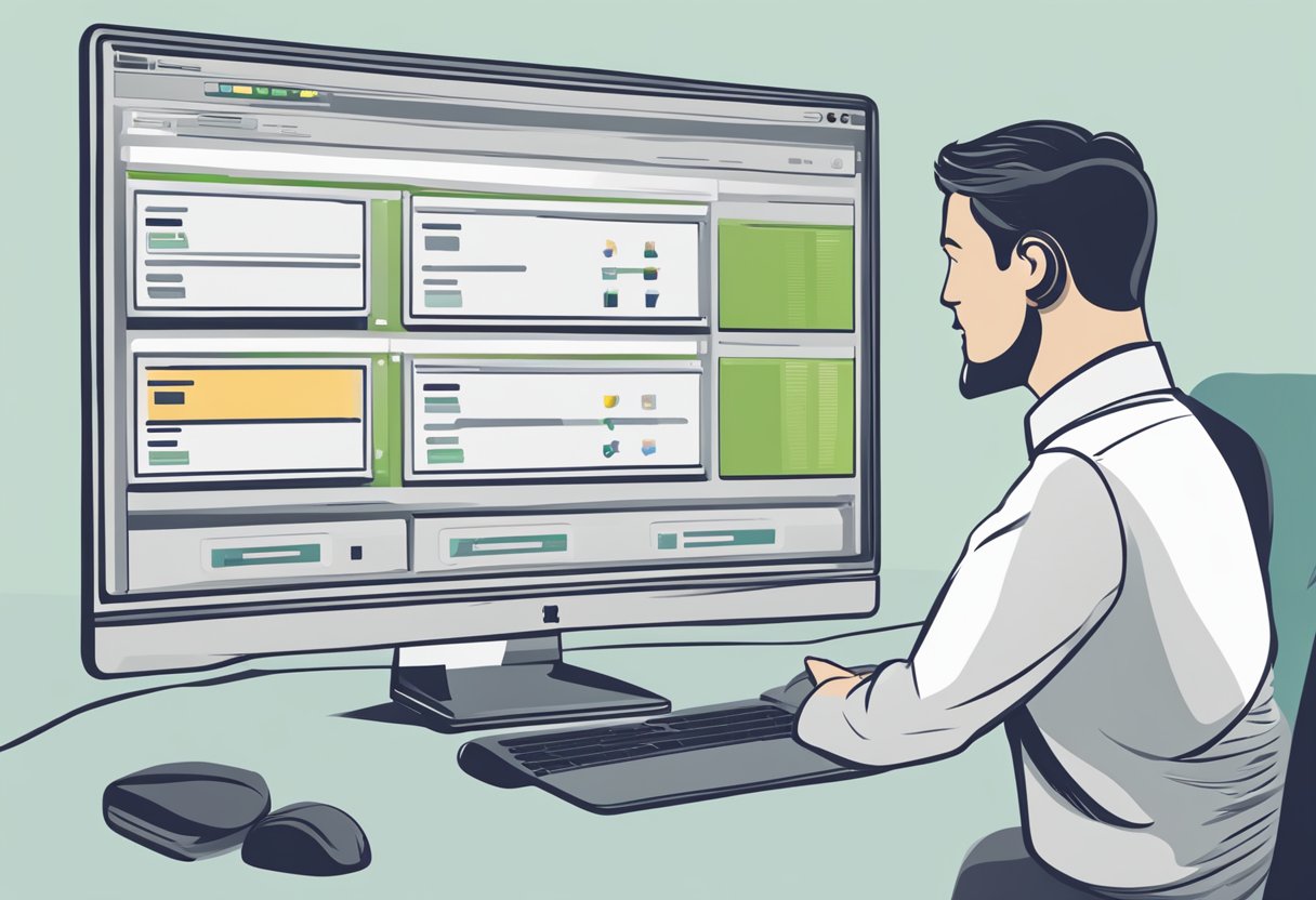 A computer screen with various web hosting options displayed. A person pointing at the screen, indicating a decision-making process