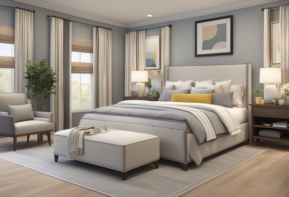 A cozy bedroom with a variety of bed options displayed in a showroom setting, with different styles, sizes, and materials to choose from