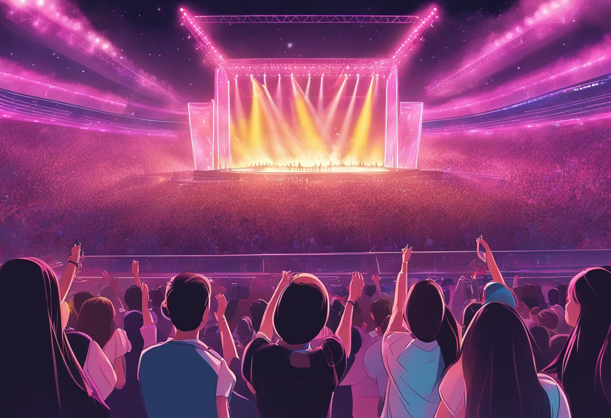 The stage is ablaze with colorful lights as the crowd cheers at the Blackpink concert in Singapore