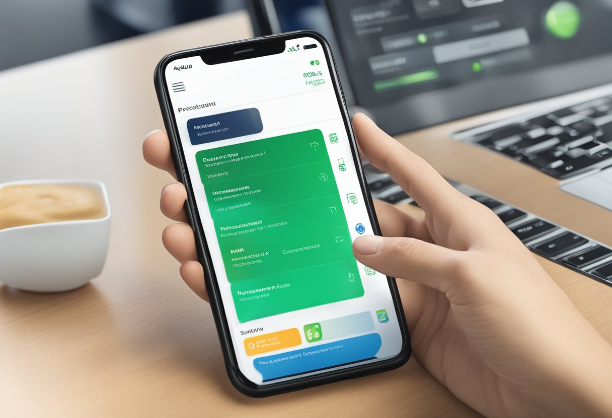 A person using a smartphone to access the StarHub app, with a clear view of the interface showing account management options