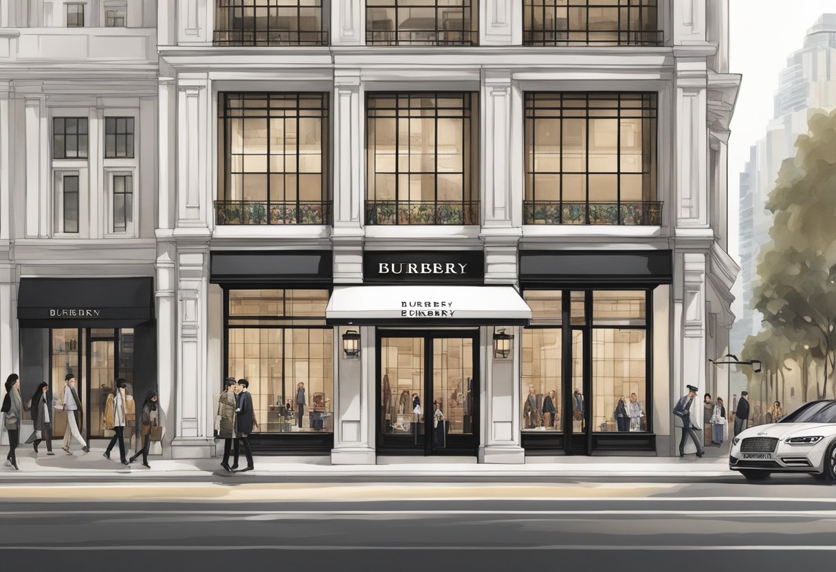 The iconic Burberry storefront in Singapore, adorned with classic plaid patterns and sleek modern design, stands out against the city's bustling streets