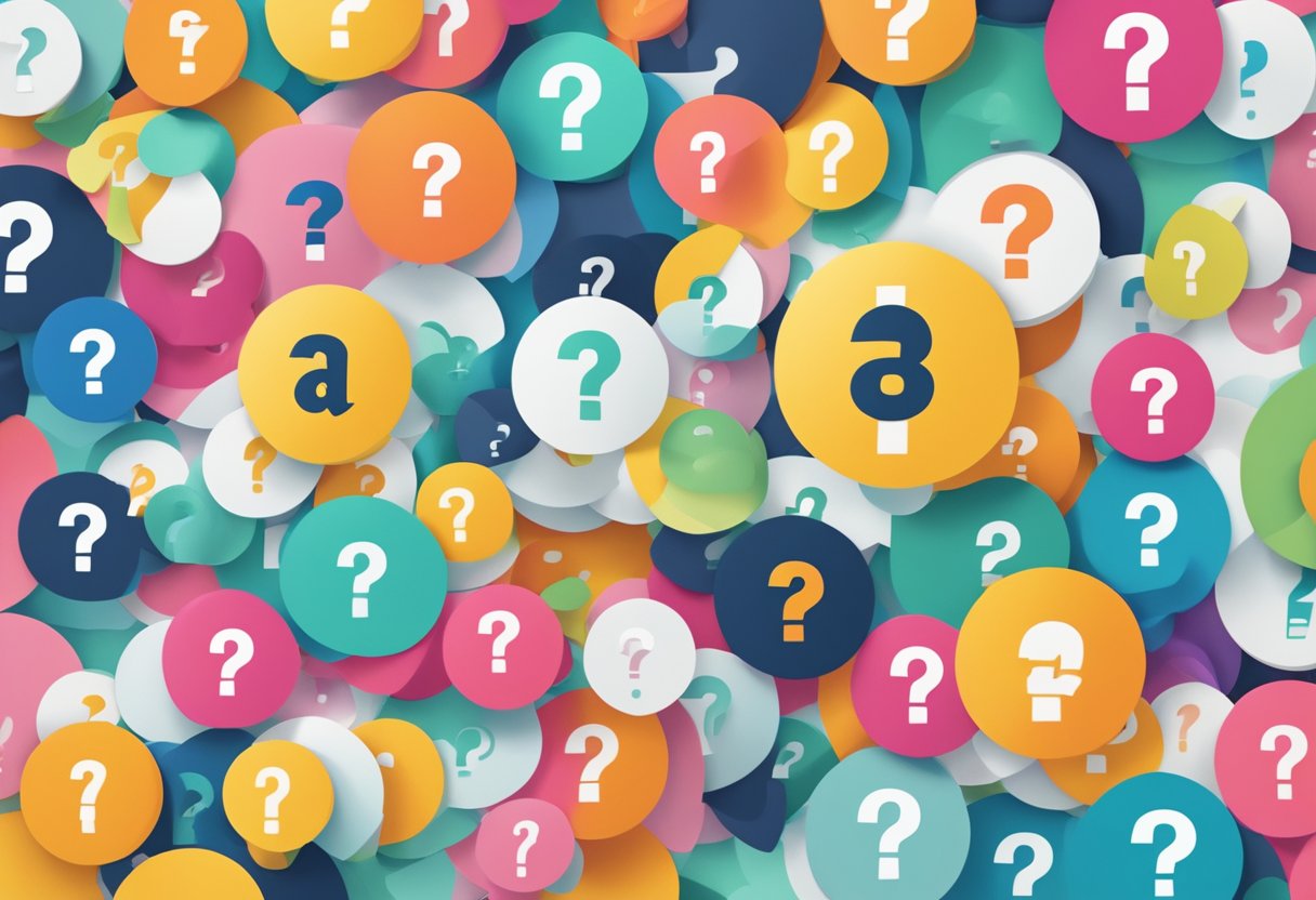 A stack of colorful question mark symbols surrounded by a circle of text reading "Frequently Asked Questions gess singapore."
