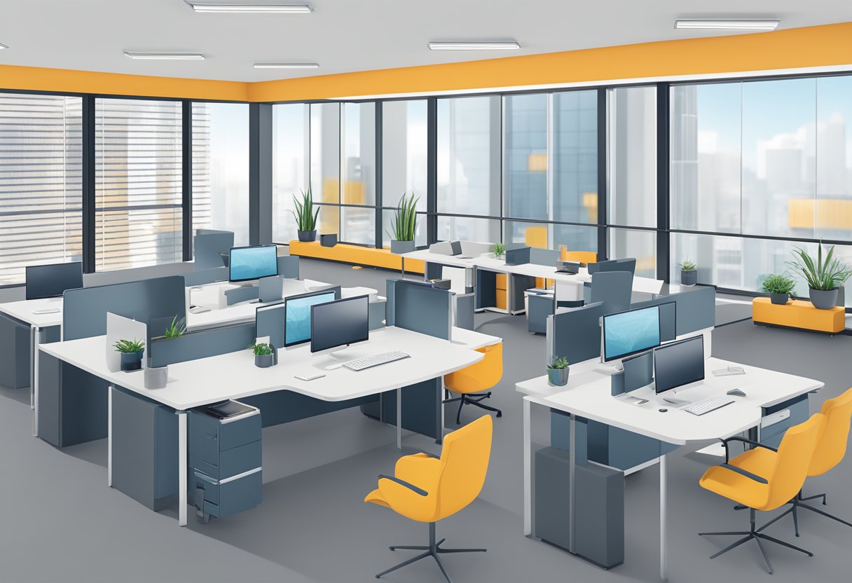 A bright, modern office setting with the IBF Certification and Training logo prominently displayed