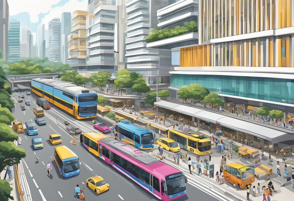 The Ministry of Transport in Singapore bustles with activity as vehicles and pedestrians navigate the bustling streets and modern infrastructure