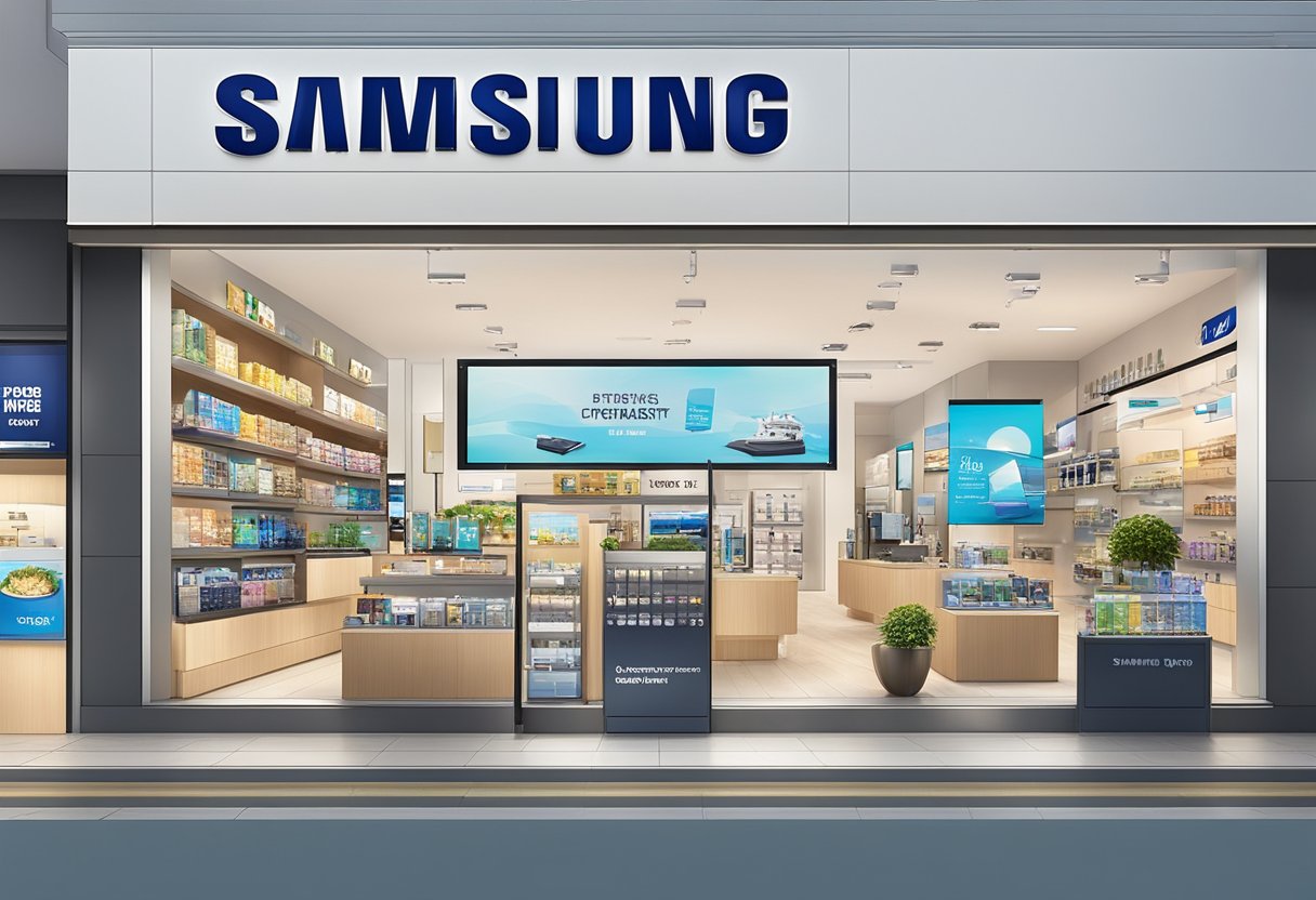 The Samsung shop in Singapore displays a variety of products with attractive offers