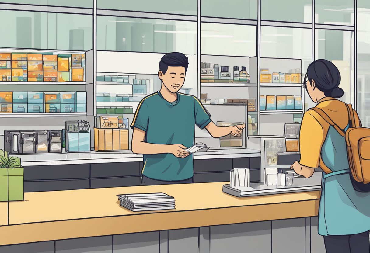 A person redeeming a Singapore Rediscover voucher at a counter