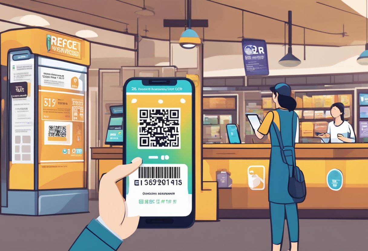 A person scans a QR code to redeem Singapore Rediscover Vouchers at a local attraction