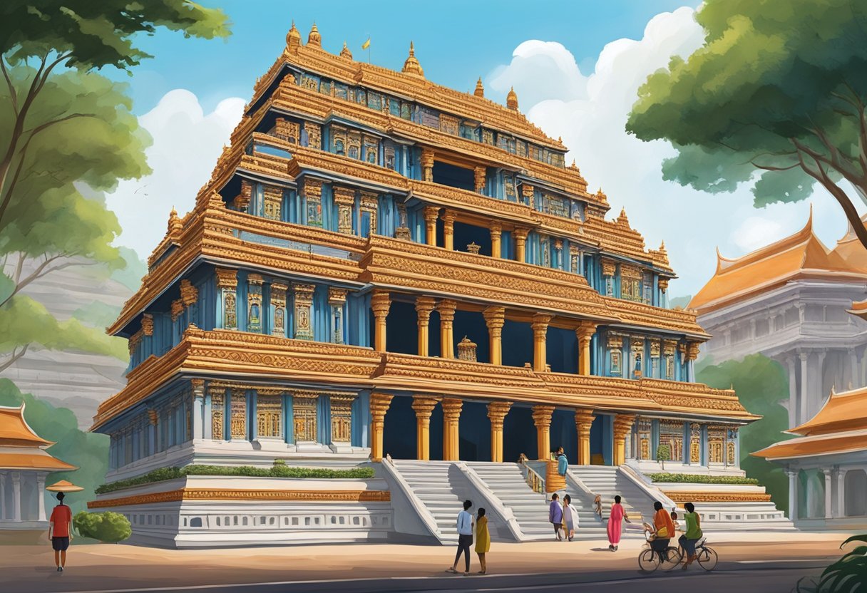 The Sivan Temple in Singapore stands tall, adorned with intricate carvings and colorful decorations, symbolizing the rich history and significance of Hindu culture in the city